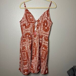 NWT ROMWE Burnt Orange Spaghetti Strap Bandana Paisley Print Dress
